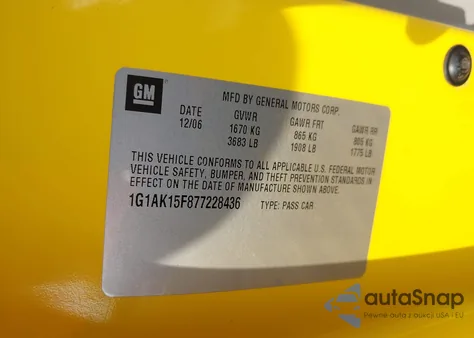 2007 Chevrolet Cobalt Ls из США, поврежденный, VIN 1G1AK15F877228436